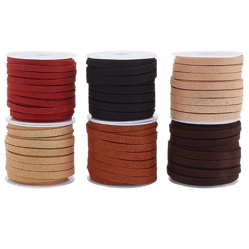 PH PandaHall 33 Yards 6 Rolls Yards Faux Suede Cord 4mm Suede String 6 Colors Micro Fiber Lace Thin Leather Cord Faux Leather String for Jewelry Tassel Bracelet Necklace Making Weaving - Image 1